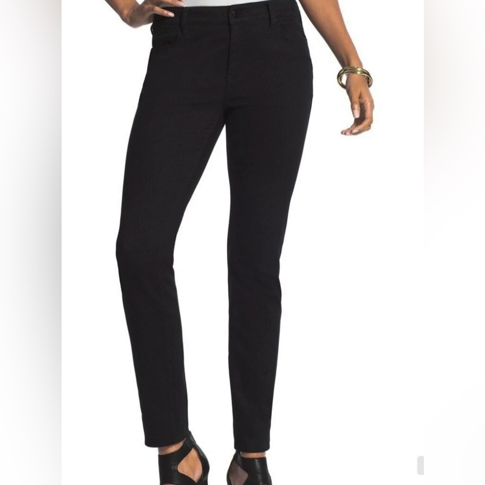 Chico’s The Platinum Jegging Black Skinny Jeans Mid Rise Pockets Size 6 / 0.5